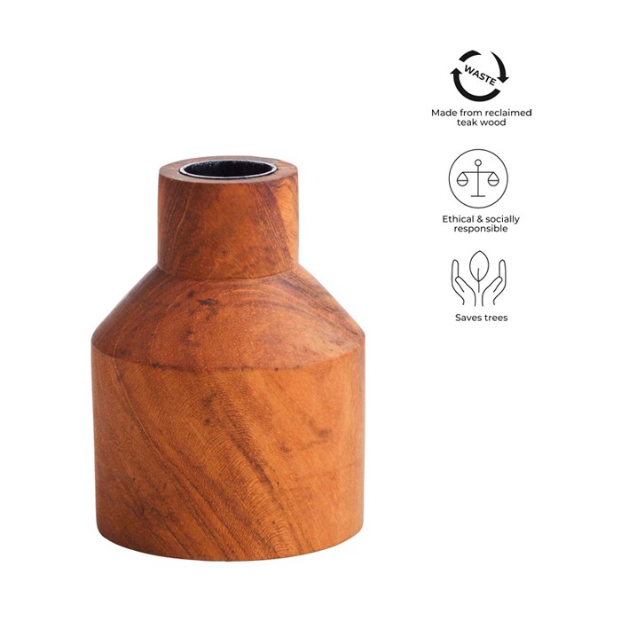 Candelabro hecho a mano procedente del árbol de teca Originalhome color madera segunda vista Candelabro hecho a mano procedente del árbol de teca Originalhome color madera segunda vista