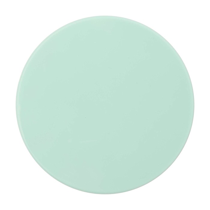 Espejo de maquillaje elegante y deslizante para retoques rápidos color verde suave segunda vista frontal