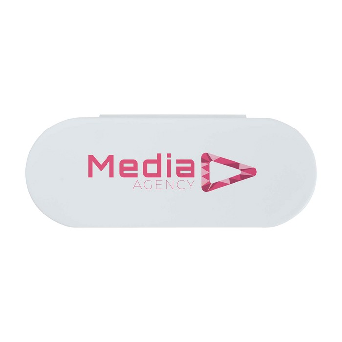 Set de manicura que incluye todas las herramientas esenciales color blanco vista impresión tampografía