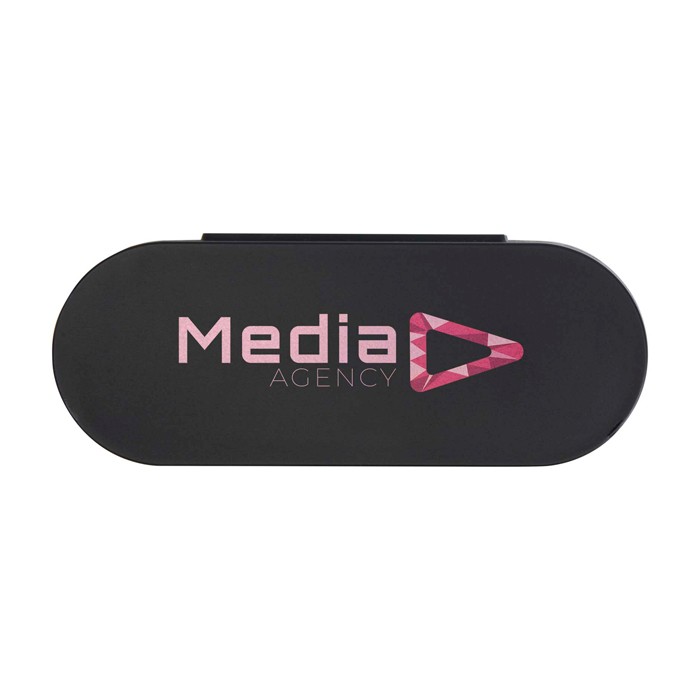 Set de manicura que incluye todas las herramientas esenciales color negro vista impresión tampografía