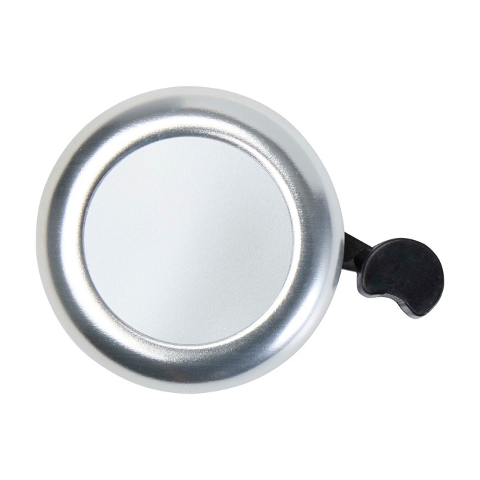 Timbre para bicicleta de aluminio y plástico con un sonido fuerte color plateado segunda vista frontal Timbre para bicicleta de aluminio y plástico con un sonido fuerte color plateado segunda vista frontal
