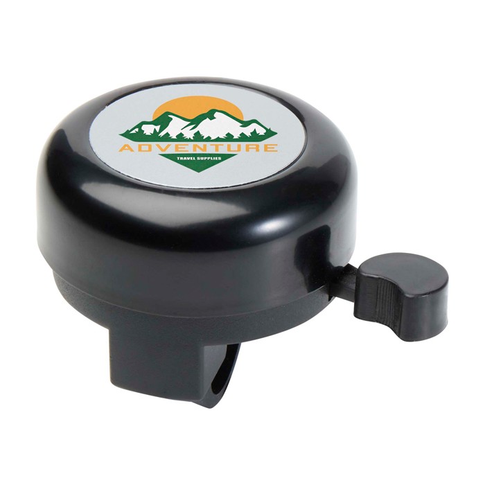 Timbre para bicicleta de aluminio y plástico con un sonido fuerte color negro vista impresión tampografía Timbre para bicicleta de aluminio y plástico con un sonido fuerte color negro vista impresión tampografía