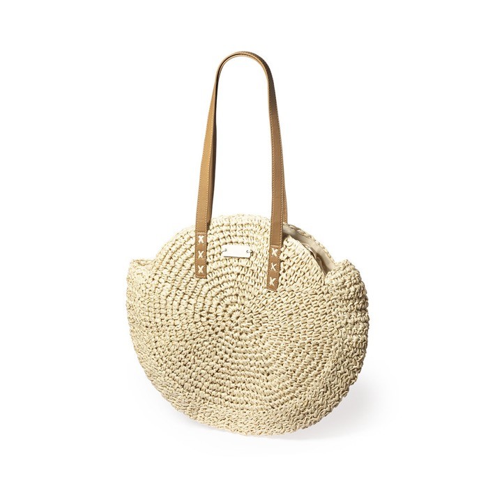 Bolso con diseño circular color natural primera vista Bolso con diseño circular color natural primera vista