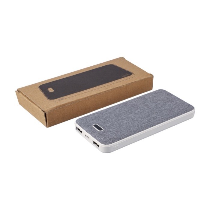 Batería externa rectangular de plástico reciclado y RPET 10.000 mAh quinta vista Batería externa rectangular de plástico reciclado y RPET 10.000 mAh quinta vista