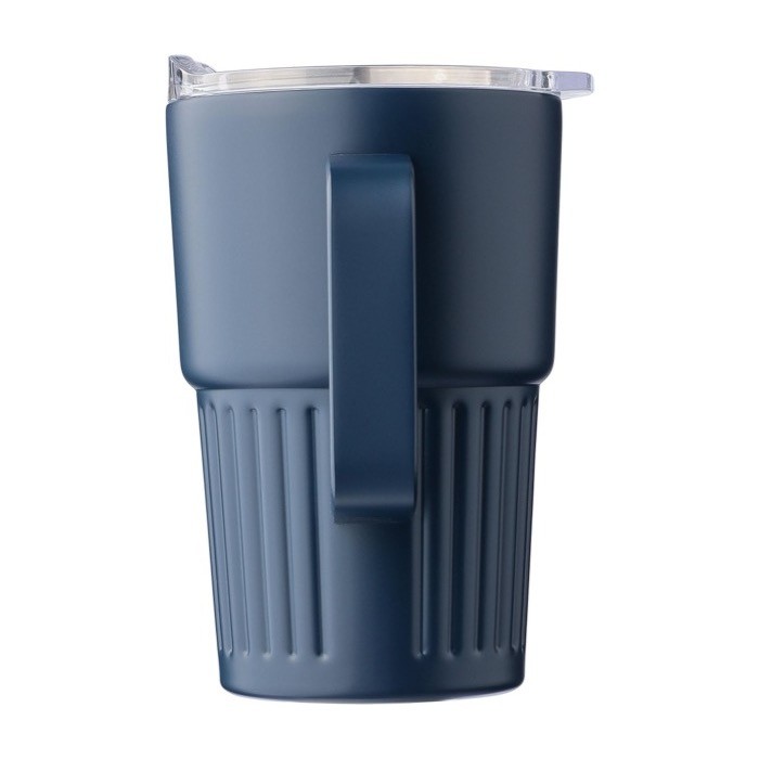 Taza take away de acero inoxidable reciclado con asa 450ml tercera vista Taza take away de acero inoxidable reciclado con asa 450ml tercera vista