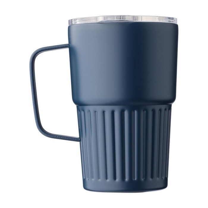 Taza take away de acero inoxidable reciclado con asa 450ml quinta vista Taza take away de acero inoxidable reciclado con asa 450ml quinta vista