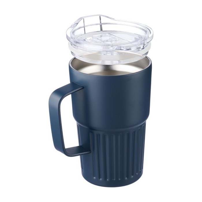 Taza take away de acero inoxidable reciclado con asa 450ml sexta vista Taza take away de acero inoxidable reciclado con asa 450ml sexta vista