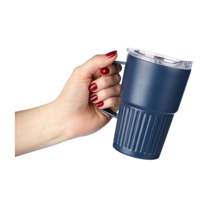 Taza take away de acero inoxidable reciclado con asa 450ml séptima vista Taza take away de acero inoxidable reciclado con asa 450ml séptima vista