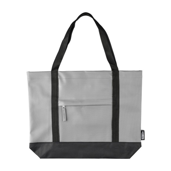Bolsa de hombro resistente al agua con compartimiento frontal color gris primera vista Bolsa de hombro resistente al agua con compartimiento frontal color gris primera vista