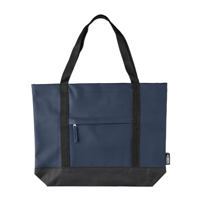 Bolsa de hombro resistente al agua con compartimiento frontal color azul primera vista Bolsa de hombro resistente al agua con compartimiento frontal color azul primera vista