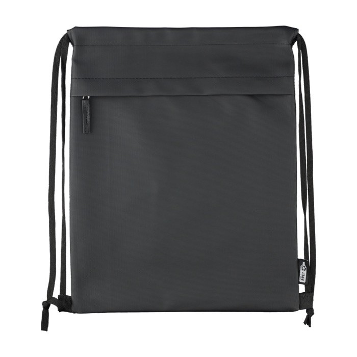 Mochila de cuerdas repelente al agua con bolsillo frontal color negro primera vista