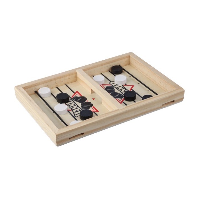 Hockey de mesa rápido de madera con 10 fichas redondas primera vista Hockey de mesa rápido de madera con 10 fichas redondas primera vista