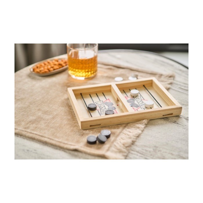 Hockey de mesa rápido de madera con 10 fichas redondas décima vista Hockey de mesa rápido de madera con 10 fichas redondas décima vista