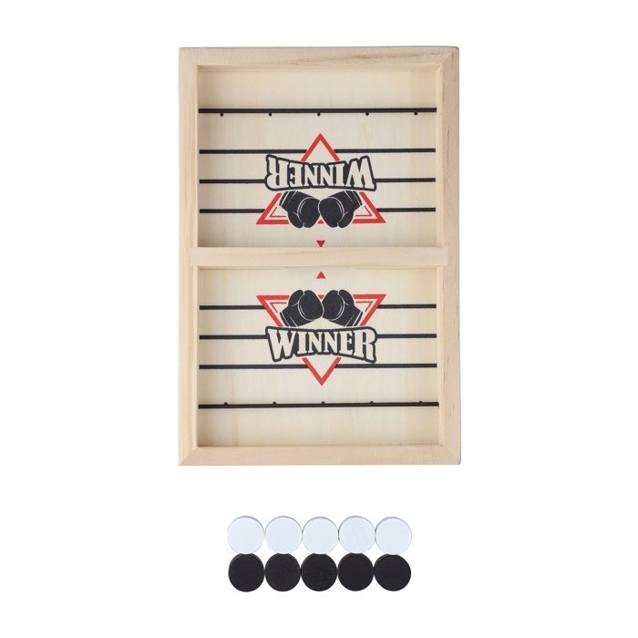 Hockey de mesa rápido de madera con 10 fichas redondas segunda vista Hockey de mesa rápido de madera con 10 fichas redondas segunda vista