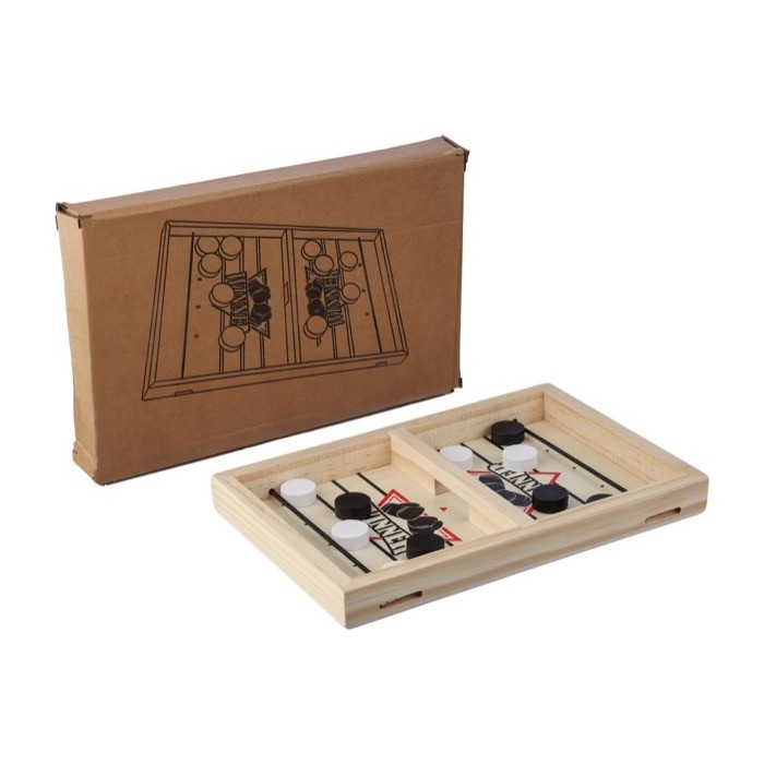 Hockey de mesa rápido de madera con 10 fichas redondas octava vista Hockey de mesa rápido de madera con 10 fichas redondas octava vista