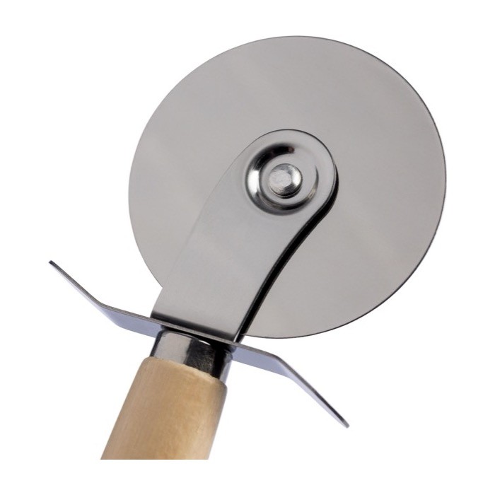 Tabla de pizza de bambú con guías de corte y un cortador y espátula octava vista Tabla de pizza de bambú con guías de corte y un cortador y espátula octava vista