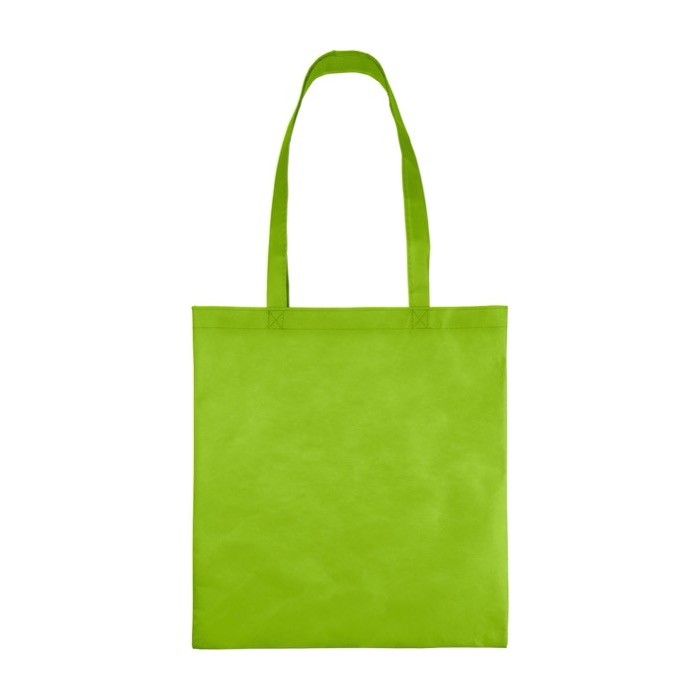 Bolsa de tela no tejida reciclada con asas termosellados 80 g/m2 color verde claro primera vista Bolsa de tela no tejida reciclada con asas termosellados 80 g/m2 color verde claro primera vista