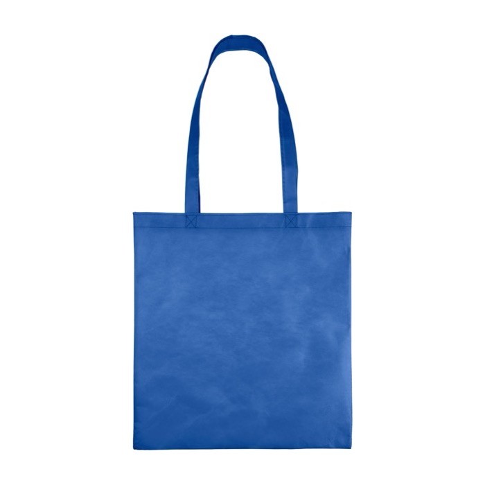 Bolsa de tela no tejida reciclada con asas termosellados 80 g/m2 color azul ultramarino primera vista Bolsa de tela no tejida reciclada con asas termosellados 80 g/m2 color azul ultramarino primera vista