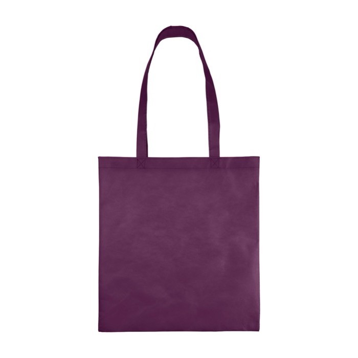 Bolsa de tela no tejida reciclada con asas termosellados 80 g/m2 color violeta primera vista Bolsa de tela no tejida reciclada con asas termosellados 80 g/m2 color violeta primera vista