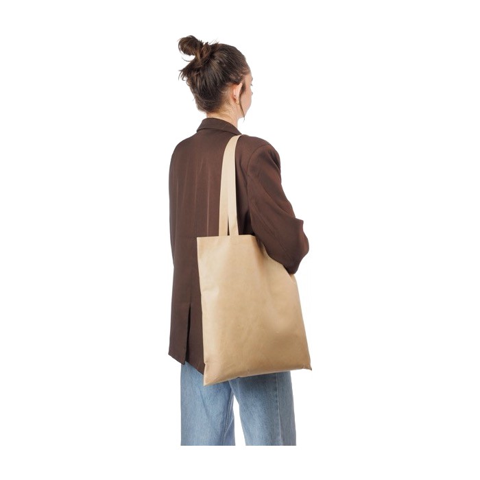 Bolsa de tela no tejida reciclada con asas termosellados 80 g/m2 tercera vista Bolsa de tela no tejida reciclada con asas termosellados 80 g/m2 tercera vista