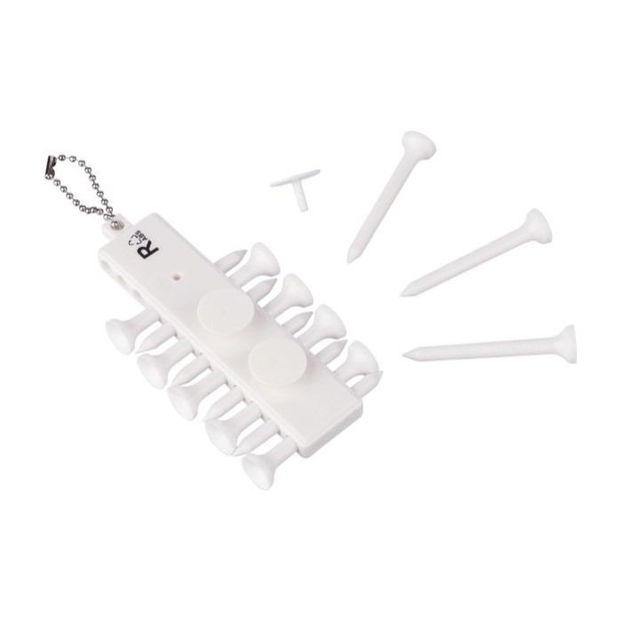 Set de 12 tees de golf de plástico reciclado con cordón metálico primera vista Set de 12 tees de golf de plástico reciclado con cordón metálico primera vista