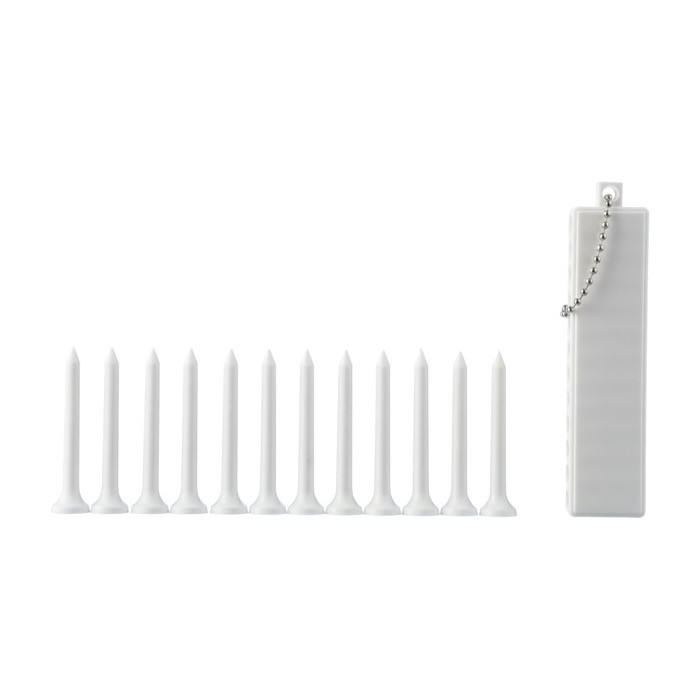 Set de 12 tees de golf de plástico reciclado con cordón metálico tercera vista Set de 12 tees de golf de plástico reciclado con cordón metálico tercera vista