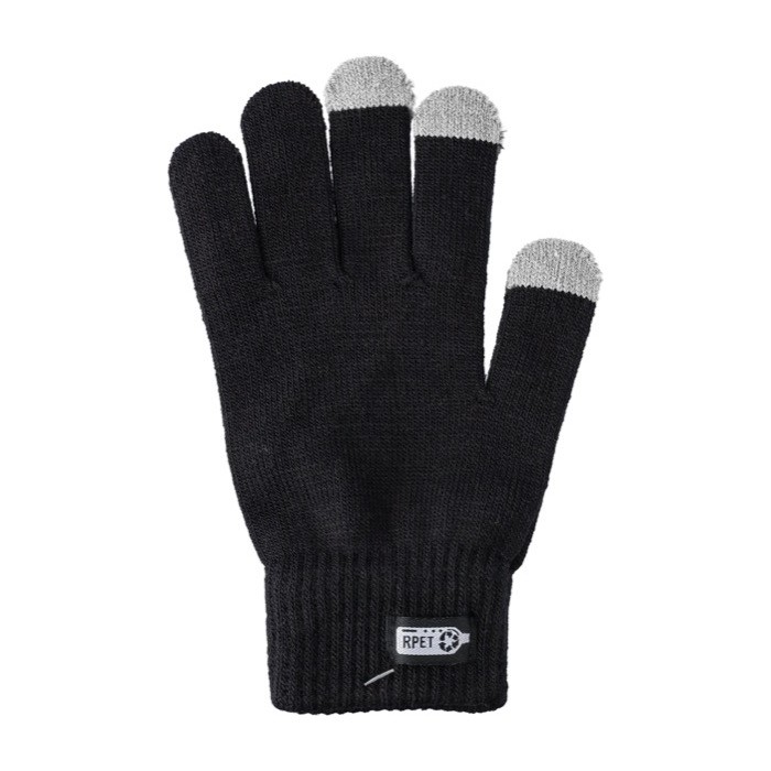 Guantes de invierno de RPET con 3 dedos de posible uso de pantallas color negro primera vista Guantes de invierno de RPET con 3 dedos de posible uso de pantallas color negro primera vista