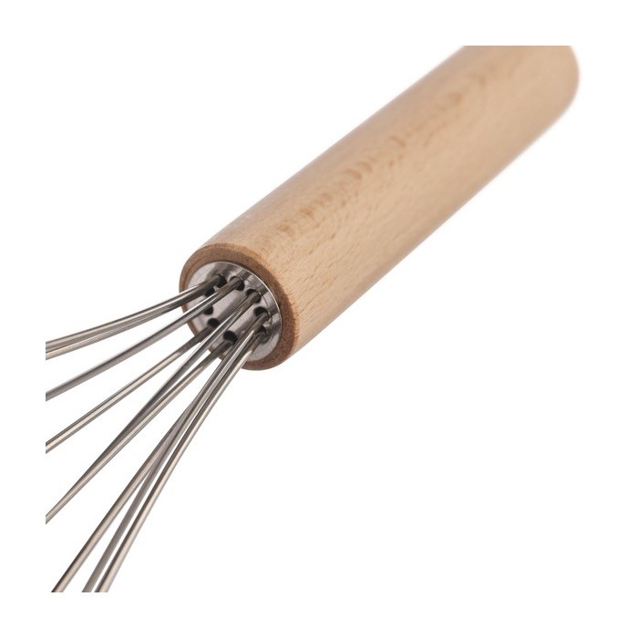 Batidor de mano de acero inoxidable con mango de madera a personalizar quinta vista Batidor de mano de acero inoxidable con mango de madera a personalizar quinta vista
