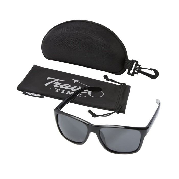 Gafas de sol deportivas polarizadas color negro vista general con impresión Gafas de sol deportivas polarizadas color negro vista general con impresión