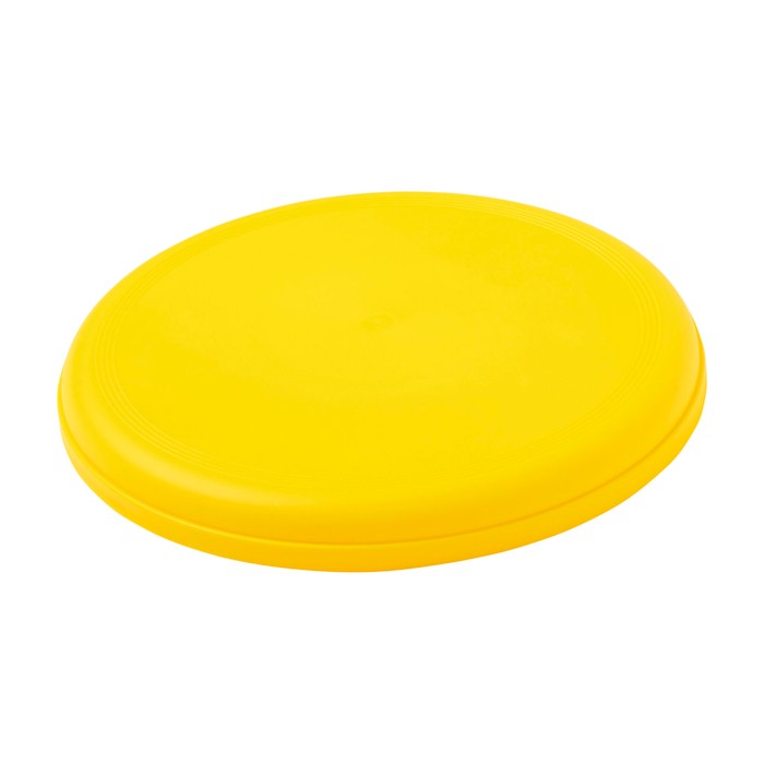 Frisbee redondo de plástico reciclado con acabado moteado color amarillo