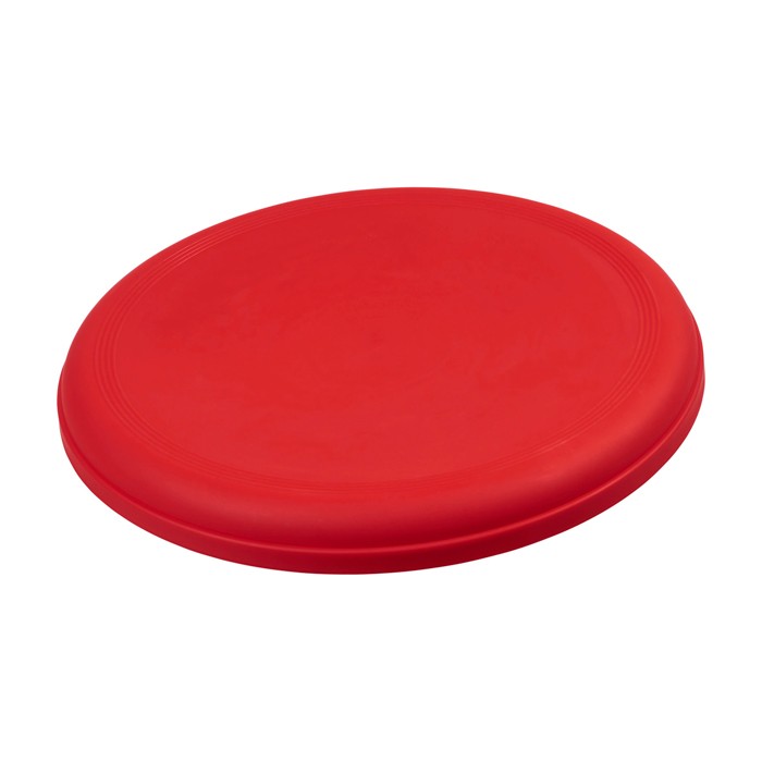 Frisbee redondo de plástico reciclado con acabado moteado color rojo