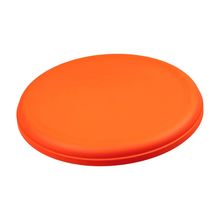 Frisbee redondo de plástico reciclado con acabado moteado color naranja