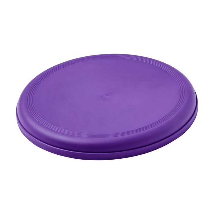 Frisbee redondo de plástico reciclado con acabado moteado color morado