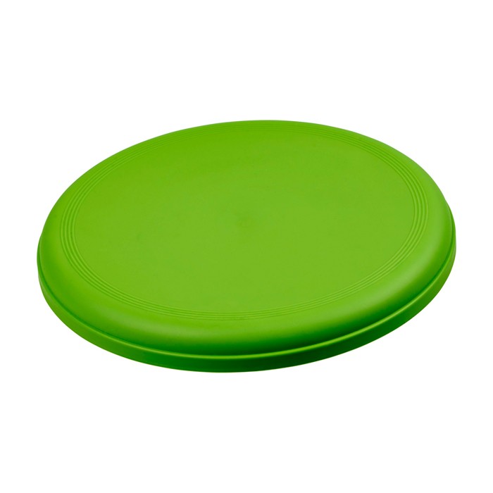 Frisbee redondo de plástico reciclado con acabado moteado color verde lima
