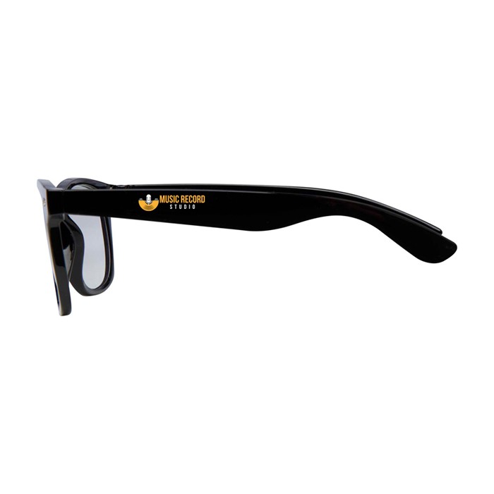 Gafas de plástico reciclado con lentes de vidrio acrílico color negro vista impresión tampografía Gafas de plástico reciclado con lentes de vidrio acrílico color negro vista impresión tampografía