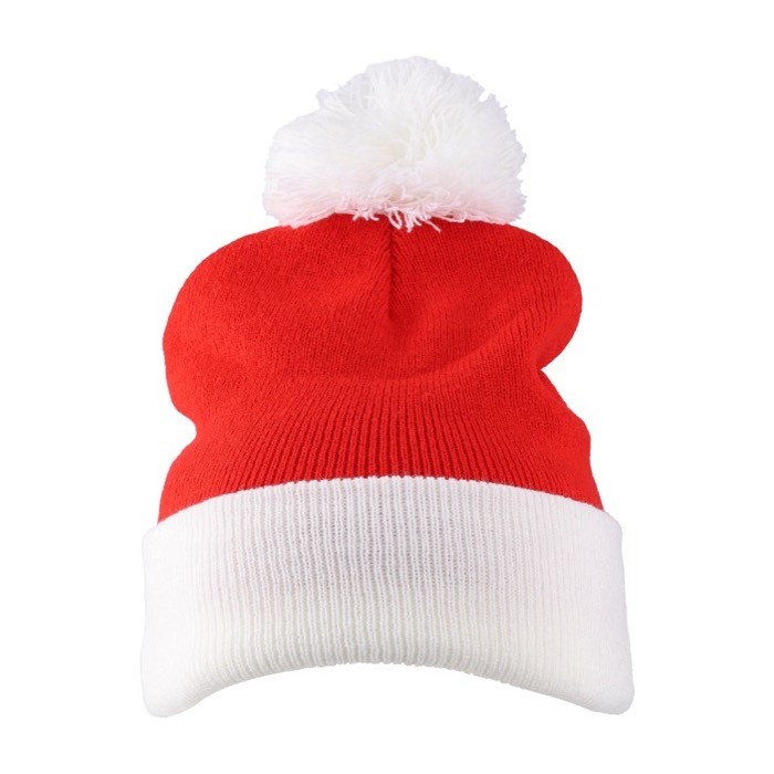 Gorro de Papá Noel de punto acrílico y pompón de poliéster segunda vista Gorro de Papá Noel de punto acrílico y pompón de poliéster segunda vista