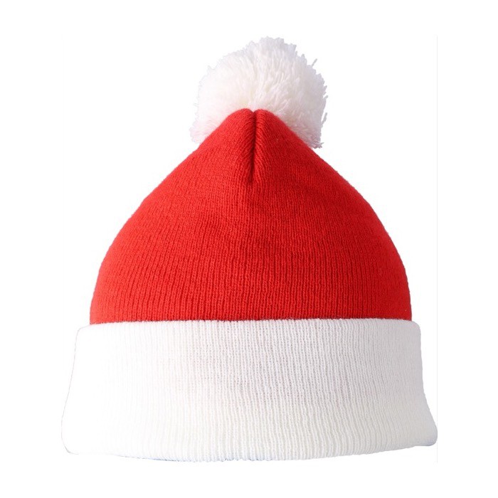 Gorro de Papá Noel de punto acrílico y pompón de poliéster tercera vista Gorro de Papá Noel de punto acrílico y pompón de poliéster tercera vista