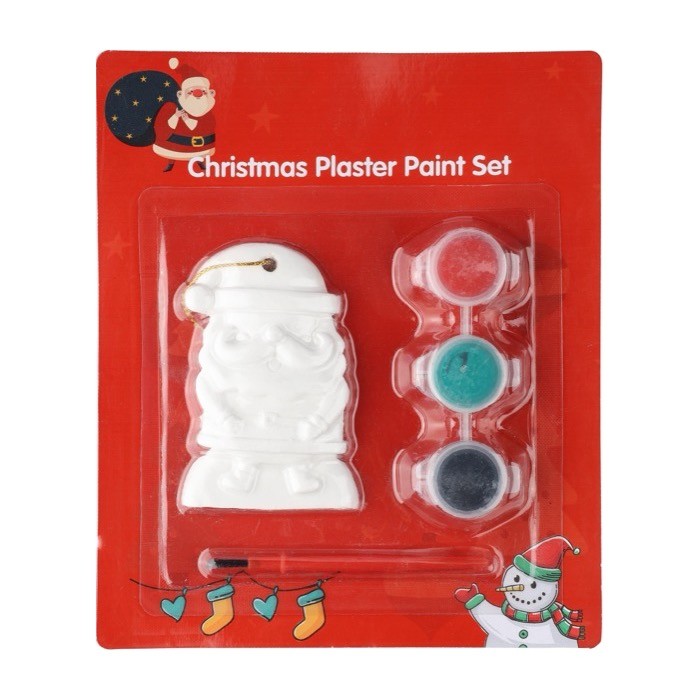 Colgante de Papá Noel de yeso para pintar con 3 pinturas acrílicas color multicolor primera vista Colgante de Papá Noel de yeso para pintar con 3 pinturas acrílicas color multicolor primera vista