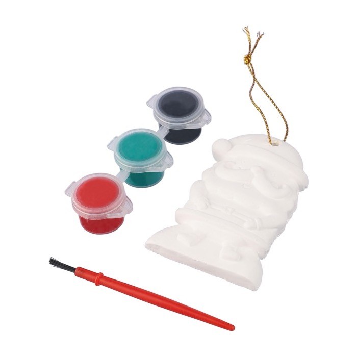 Colgante de Papá Noel de yeso para pintar con 3 pinturas acrílicas primera vista Colgante de Papá Noel de yeso para pintar con 3 pinturas acrílicas primera vista