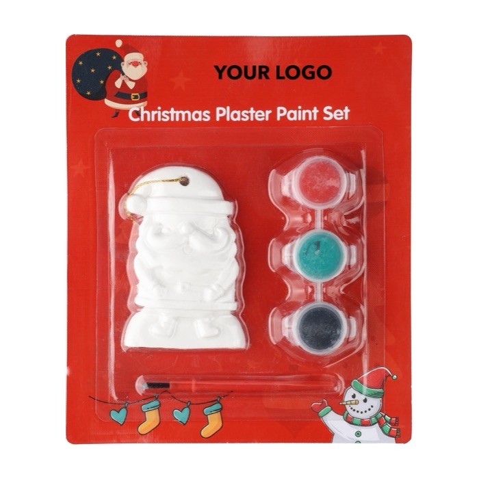 Colgante de Papá Noel de yeso para pintar con 3 pinturas acrílicas segunda vista Colgante de Papá Noel de yeso para pintar con 3 pinturas acrílicas segunda vista