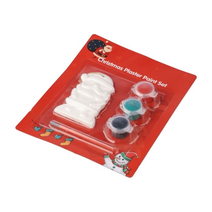 Colgante de Papá Noel de yeso para pintar con 3 pinturas acrílicas tercera vista Colgante de Papá Noel de yeso para pintar con 3 pinturas acrílicas tercera vista