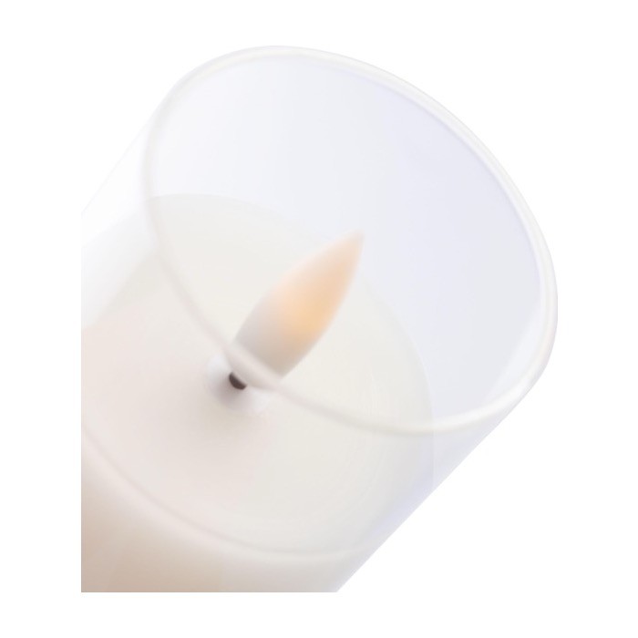 Vela LED con efecto de llama realista en tarro de vidrio quinta vista Vela LED con efecto de llama realista en tarro de vidrio quinta vista