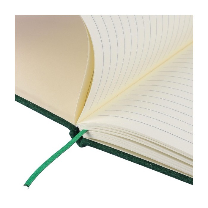 Libreta de fieltro reciclado con cierre elástico hojas a rayas A5 quinta vista Libreta de fieltro reciclado con cierre elástico hojas a rayas A5 quinta vista