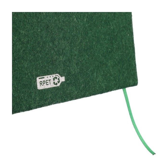 Libreta de fieltro reciclado con cierre elástico hojas a rayas A5 sexta vista Libreta de fieltro reciclado con cierre elástico hojas a rayas A5 sexta vista