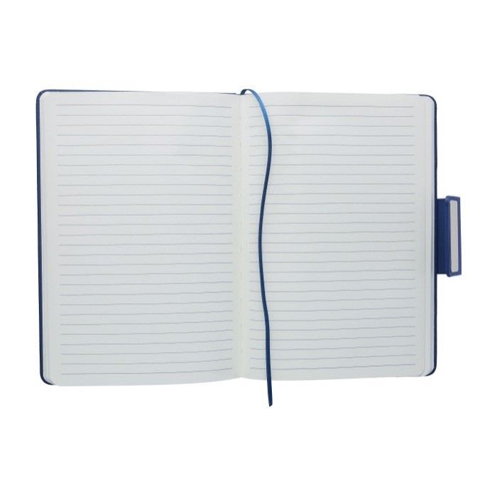Libreta de PU reciclado con hojas a rayas A5 y bolígrafo tinta azul octava vista Libreta de PU reciclado con hojas a rayas A5 y bolígrafo tinta azul octava vista
