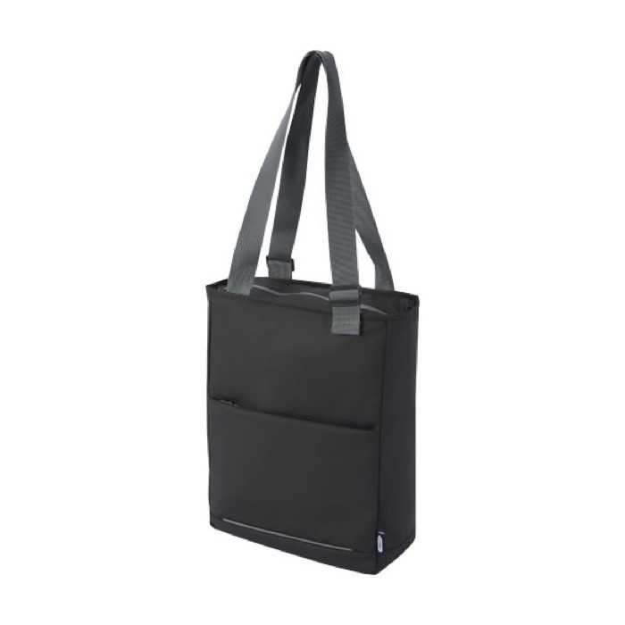 Bolsa de compras de poliéster reciclado multiuso para PC 14” color negro