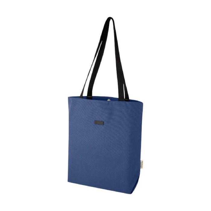 Bolsa versátil de algodón reciclado GRS con bolsillo para PC 15” color azul marino Bolsa versátil de algodón reciclado GRS con bolsillo para PC 15” color azul marino