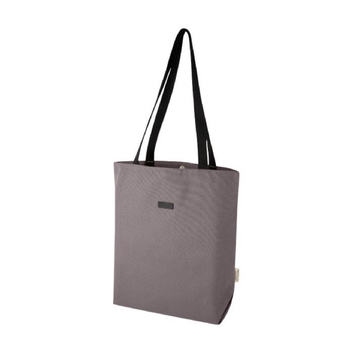 Bolsa versátil de algodón reciclado GRS con bolsillo para PC 15” color gris Bolsa versátil de algodón reciclado GRS con bolsillo para PC 15” color gris