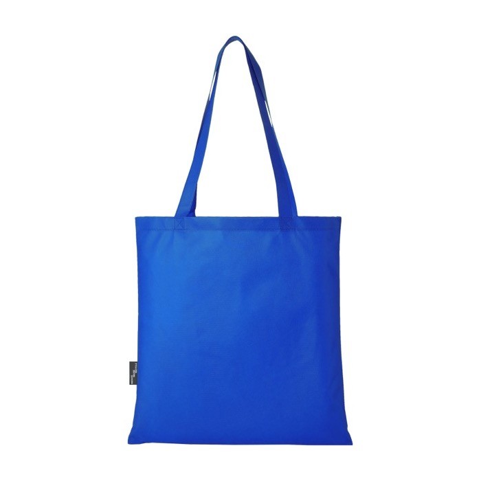 Bolsa para la compra de poliéster reciclado con asas 80 g/m2 color azul real segunda vista trasera