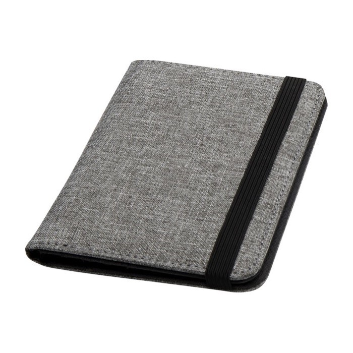 Porta pasaportes RFID de poliéster reciclado con bolsillos especiales color gris jaspeado Porta pasaportes RFID de poliéster reciclado con bolsillos especiales color gris jaspeado